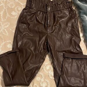 Lucy Paris Dark Brown Leather Pants